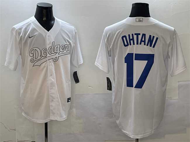 Men%27s Los Angeles Dodgers #17 Shohei Ohtani White Fashion Cool Base Stitched Jersey->los angeles dodgers->MLB Jersey